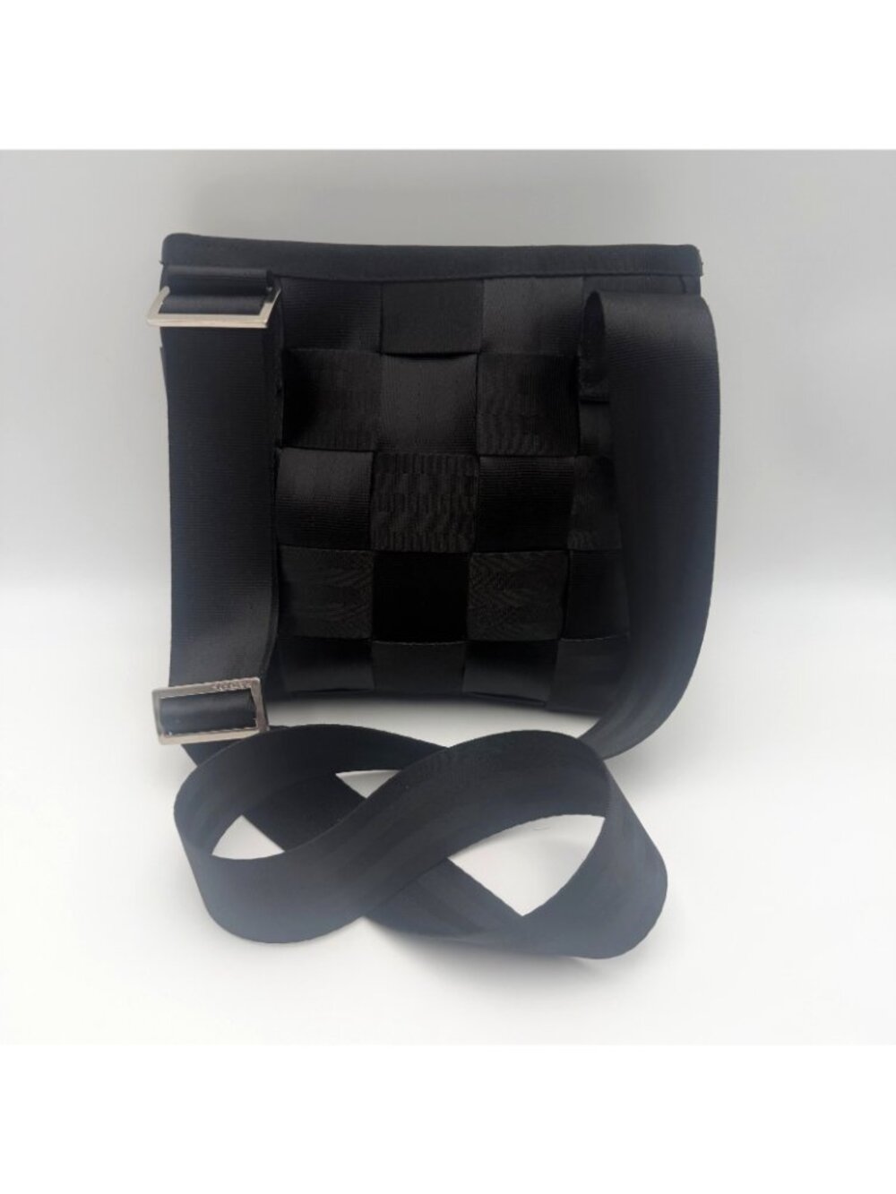 Harveys Seatbeltbag Black Woven Crossbody Shoulder Bag Adjustable Strap - Picture 2 of 10